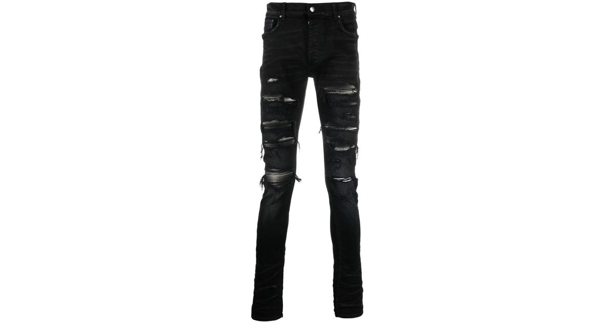 Amiri Denim Grateful Dead Distressed Skinny Jeans in Black for Men ...