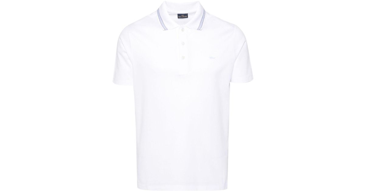 Paul & Shark Logo-Patch Piqué Polo Shirt in White for Men | Lyst