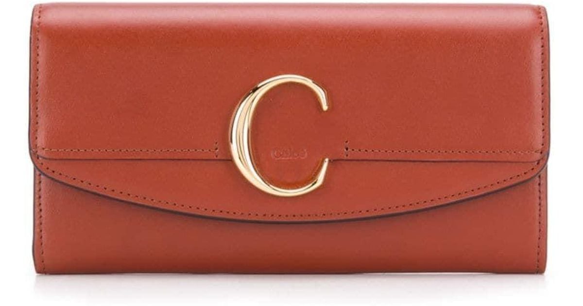 Chloé Leather C Long Wallet in Brown - Lyst