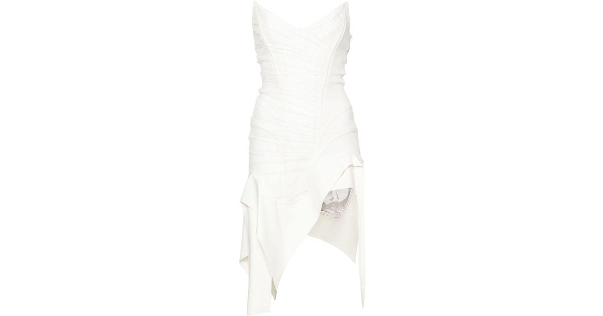 Mugler Asymmetric Bustier Mini Dress in White | Lyst