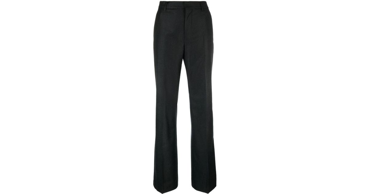 Ami Paris Felted Wool Flared Trousers in Black | Lyst