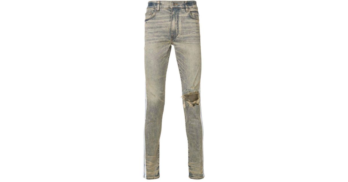 Amiri Denim White Stripe Skinny Jeans in Blue for Men | Lyst