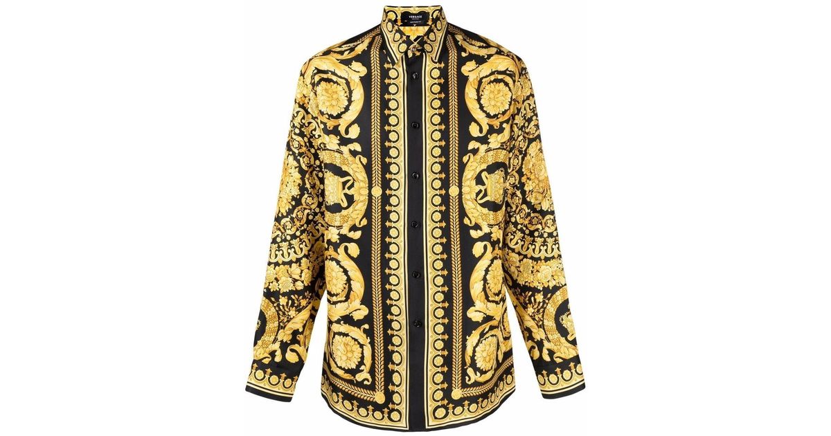 Versace Baroque-print Silk Shirt in Black for Men | Lyst Canada