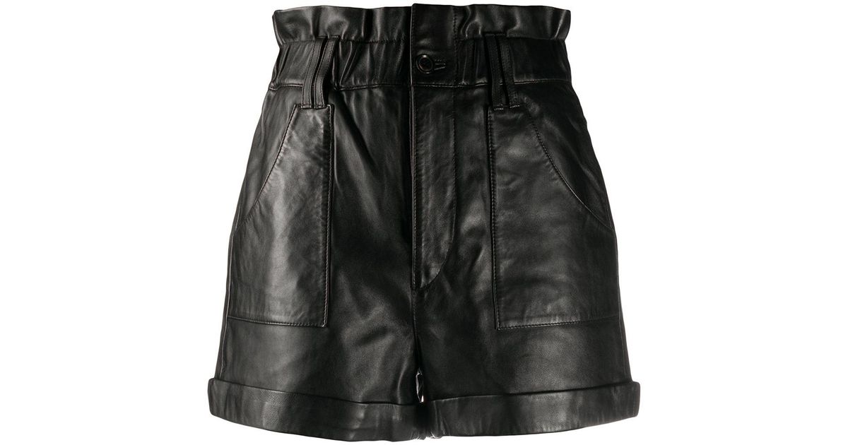 Ba\u0026sh Kate Leather Shorts in Black | Lyst