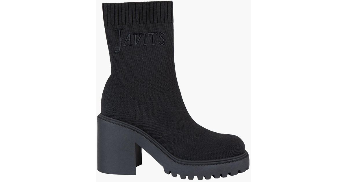 Erik Boot Eric Javits Leather Sock Boot in Black | Lyst