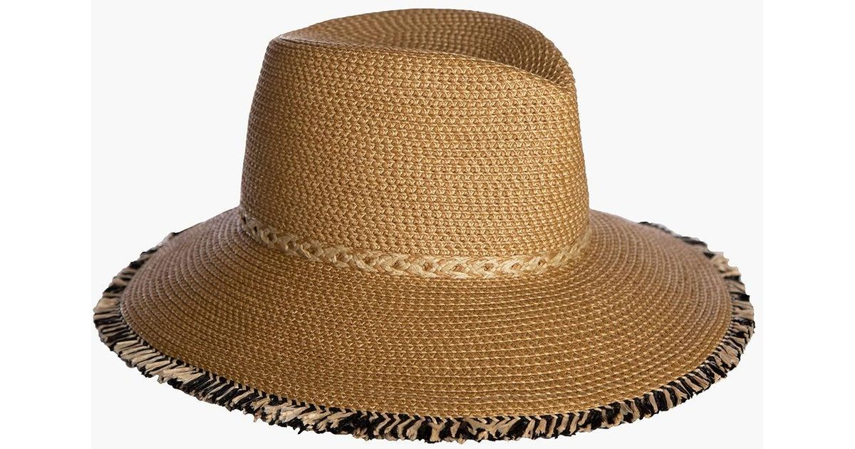 Eric Javits Mykonos Fedora Straw Hat Natural Black Mix Like New display picture 1