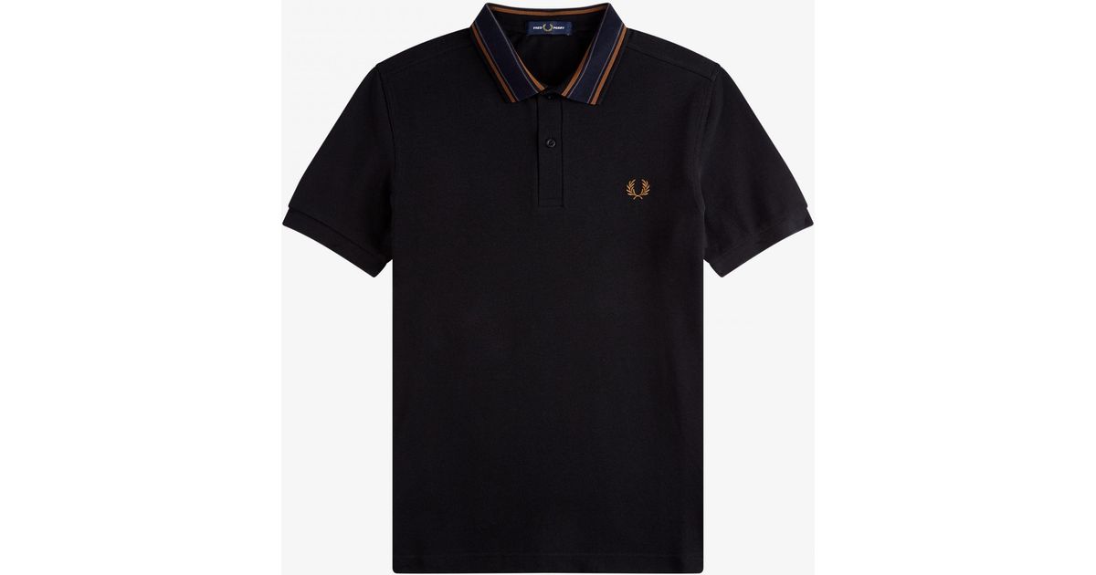 Fred Perry Medal Stripe Polo Shirt M3614 in Black for Men | Lyst
