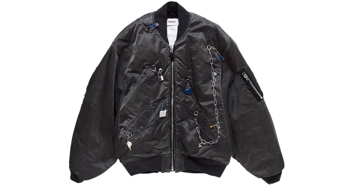 Doublet Key Chain Decorated Bomber Jacket in Black for Men | Lyst