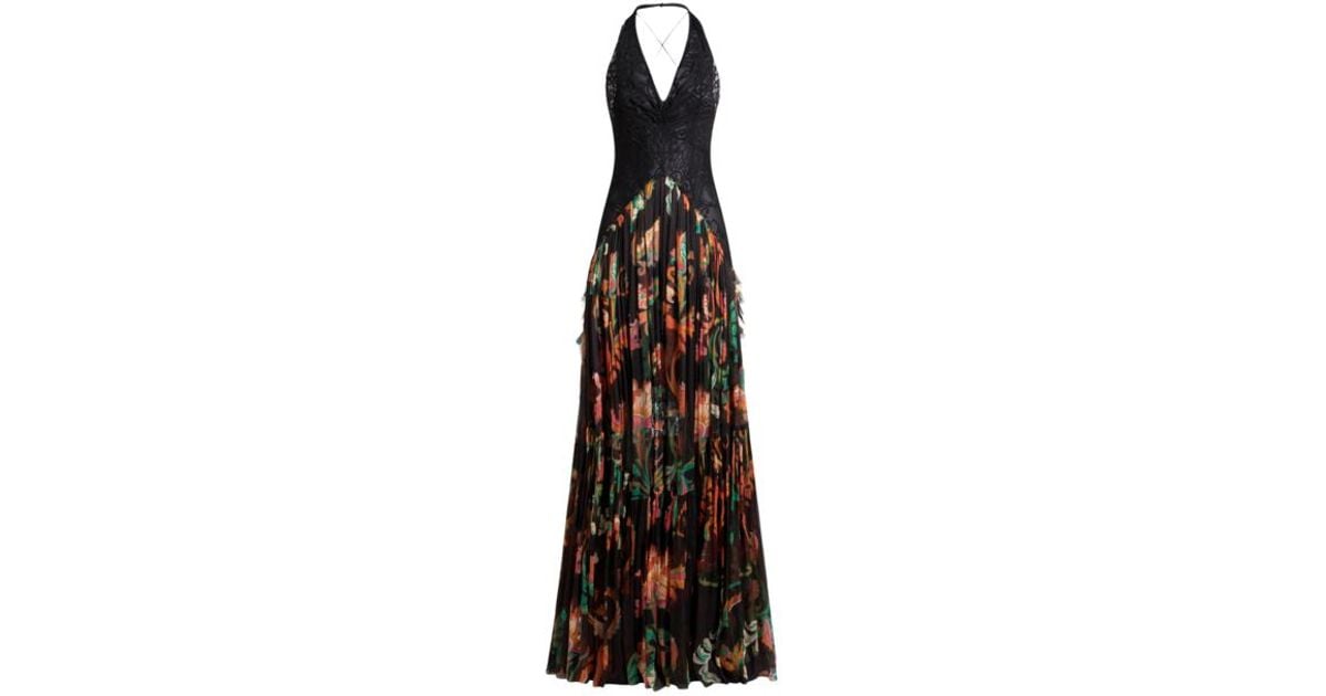Etro Long Silk Dress With Flounce in White | Lyst