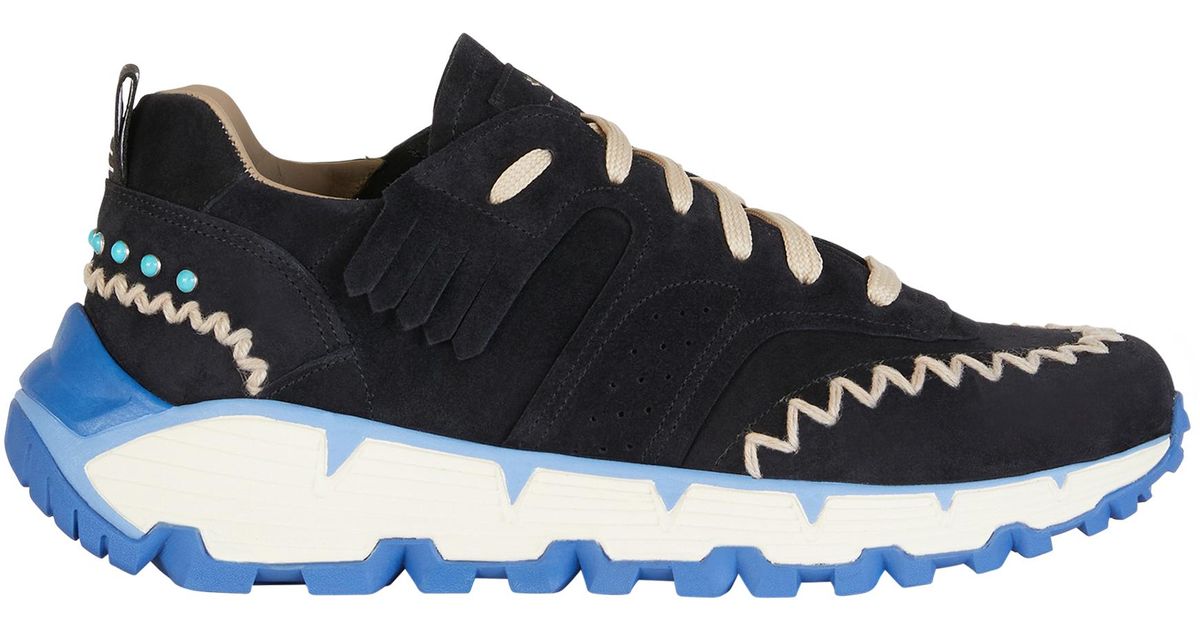 Etro Suede Leather Earthbeat Sneakers in Navy Blue (Blue) for Men | Lyst