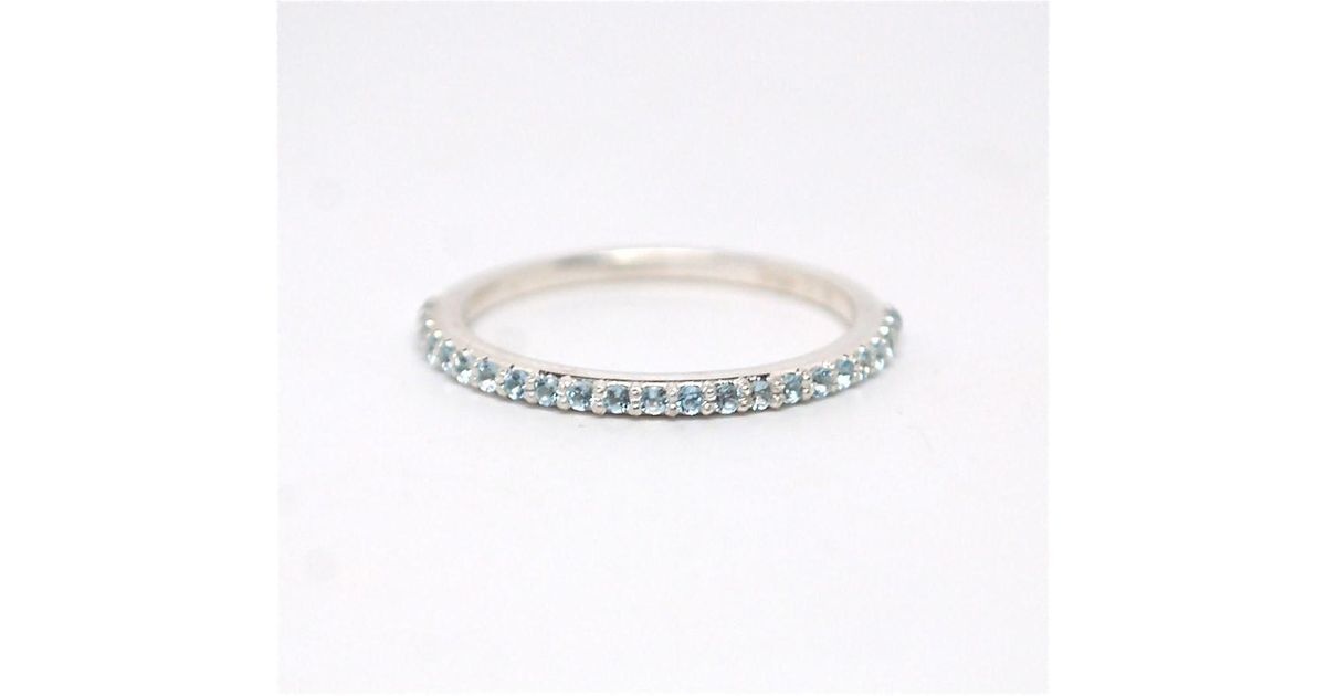 Etsy Anniversary Band Blue Aquamarine 14k Gold Ring Half