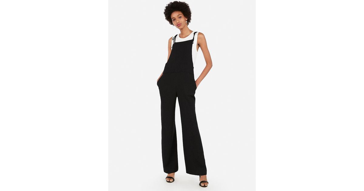 black tie strap overalls