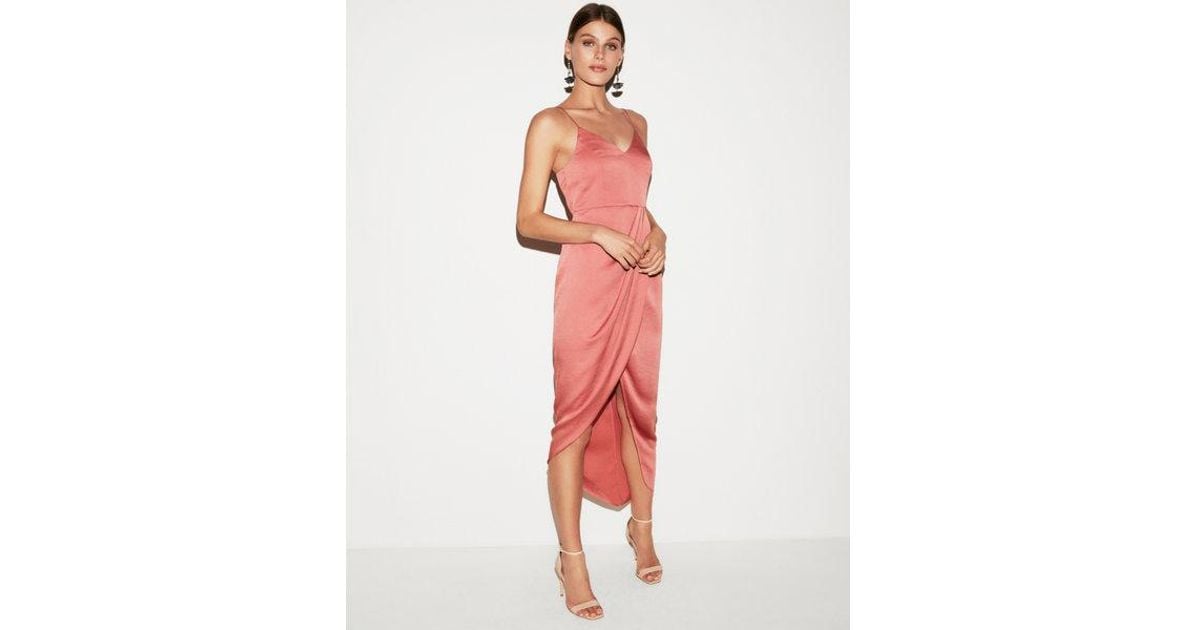 satin faux wrap maxi dress