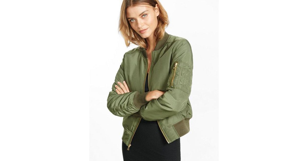 green puffer bomber jacket
