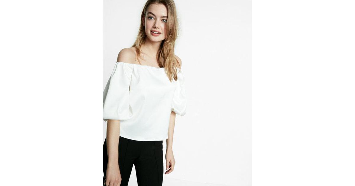 white satin off the shoulder top