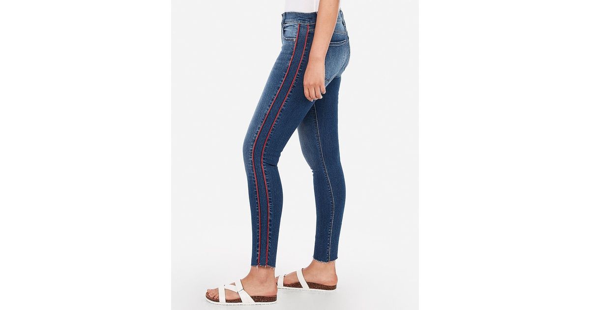 mid rise denim perfect raw hem ankle leggings