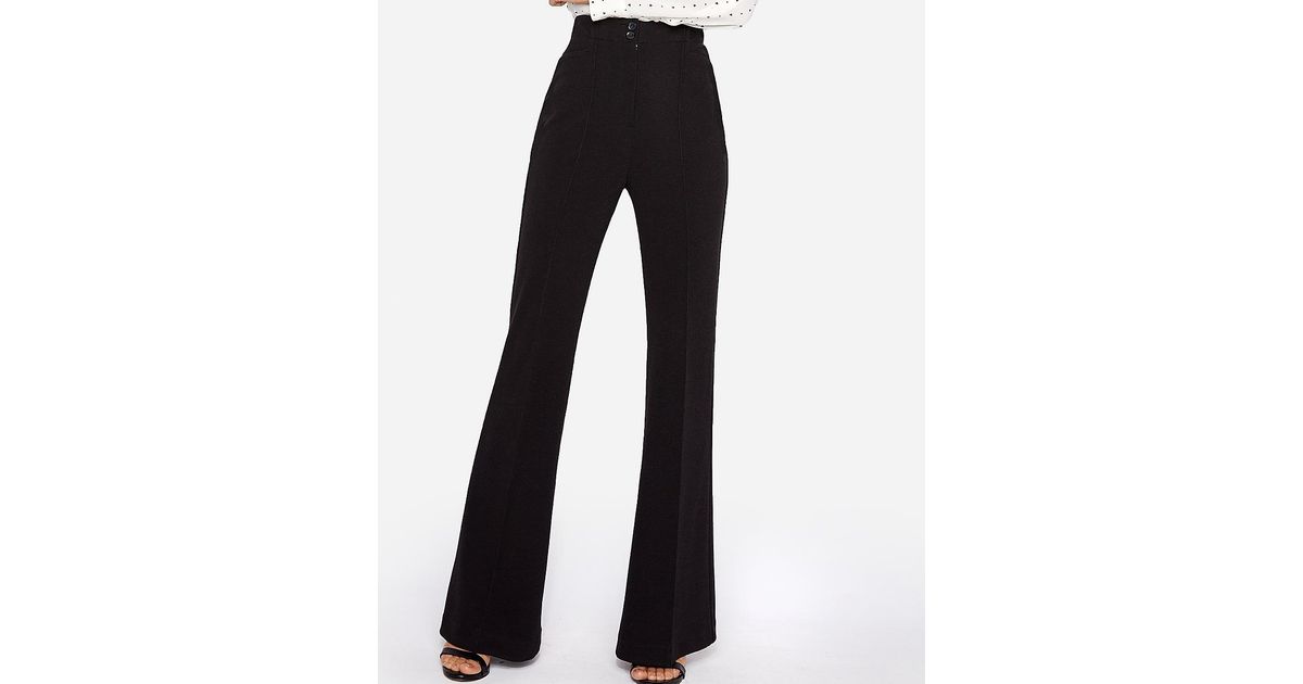 High Waisted Pintuck Flare Dress Pants 