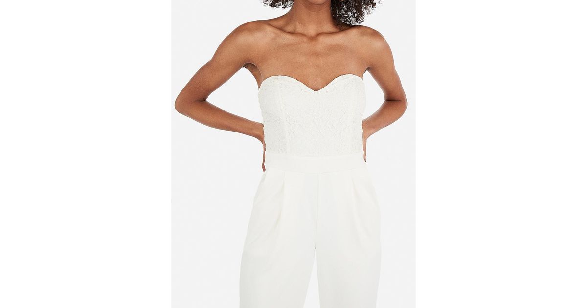 white strapless jumpsuit express