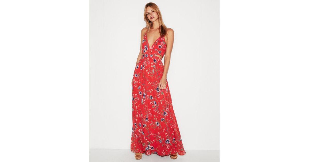 floral cut out maxi dress