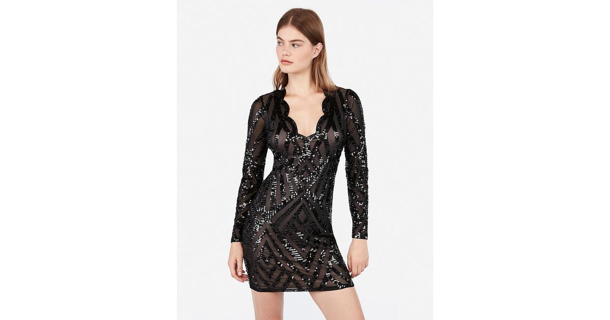 express long sleeve sequin dress