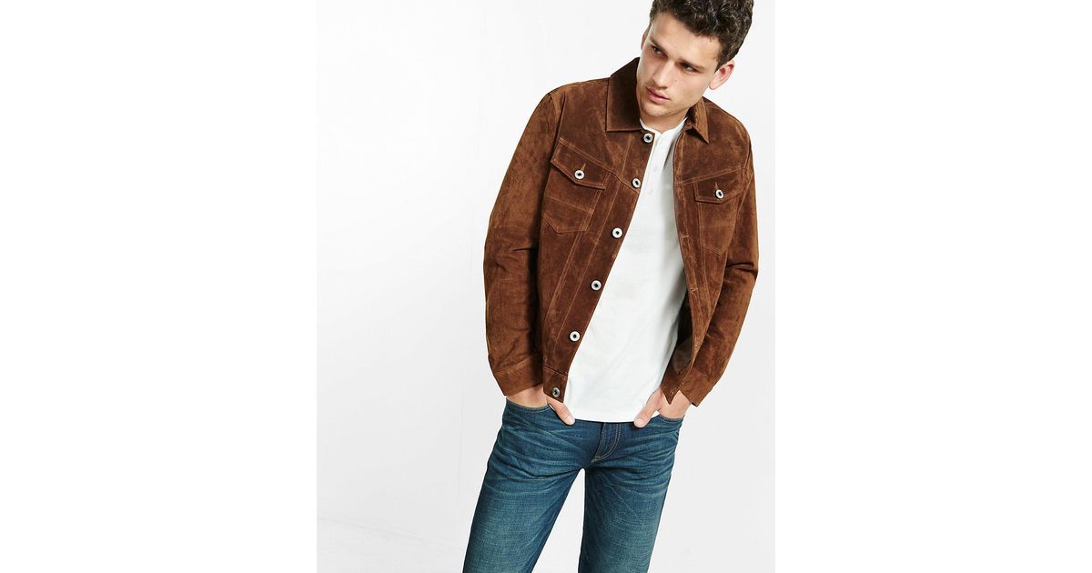 Express Genuine Suede Trucker Jacket in 