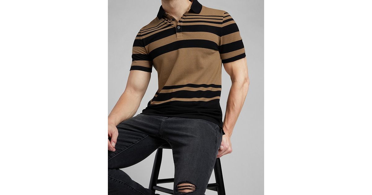 Express Denim Striped Luxe Pique Polo 
