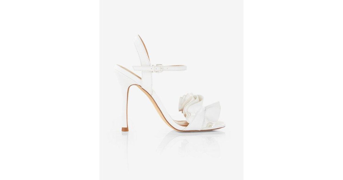 white ruffle heels