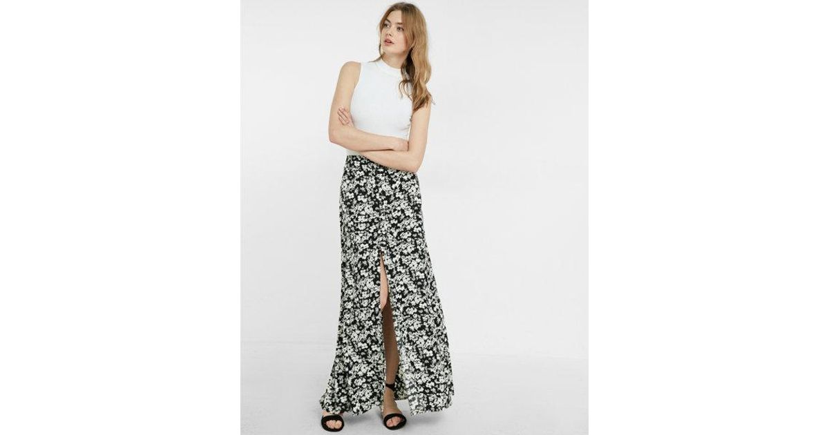 button front maxi skirt floral