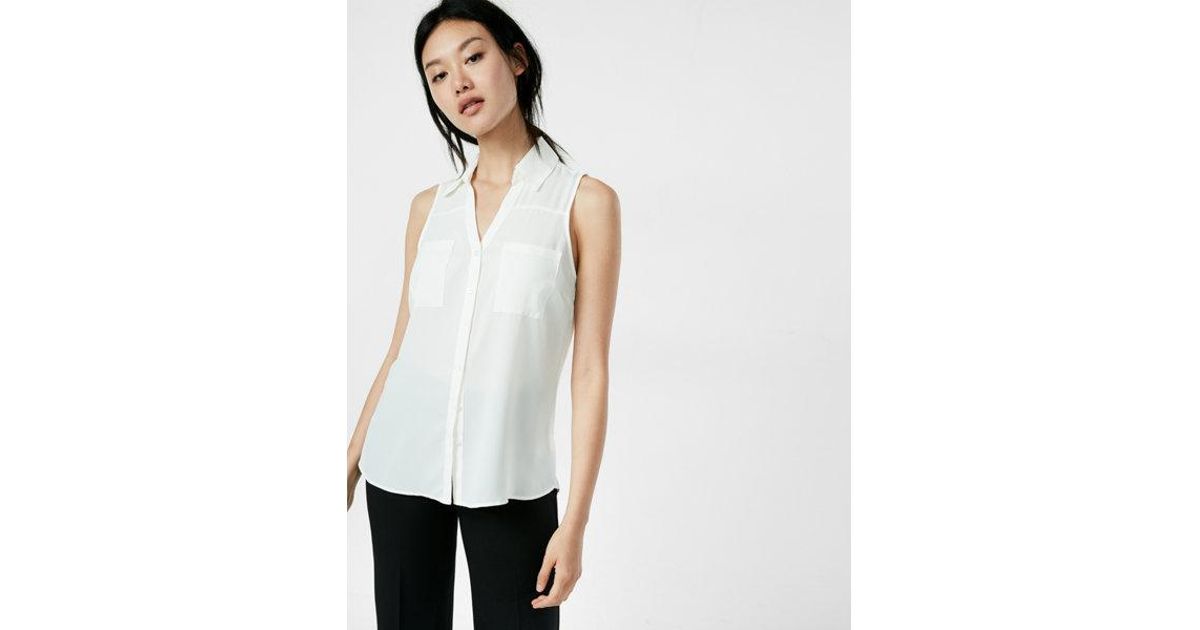 Fit Sleeveless Portofino Shirt in White 