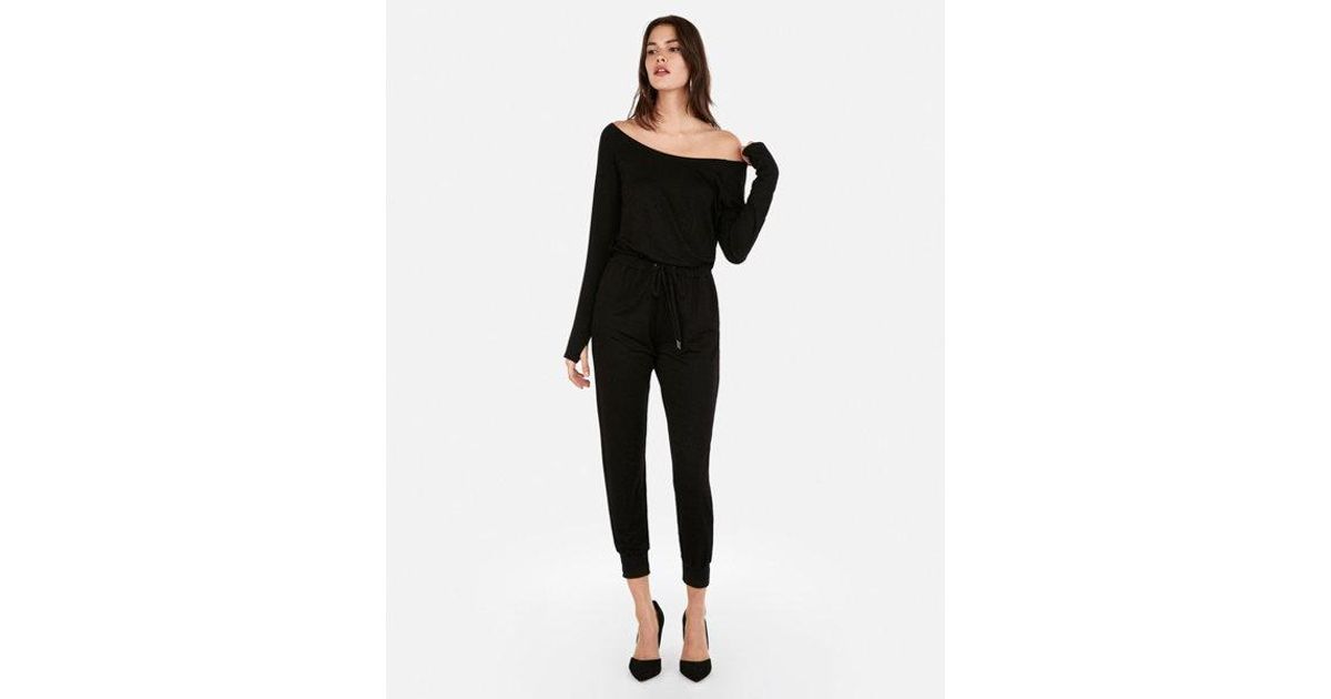 off the shoulder tie waist jumpsuit