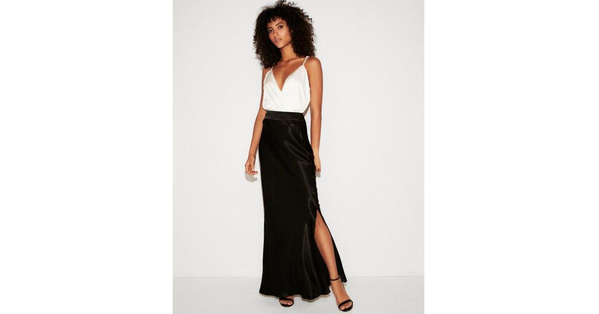 satin high waisted maxi skirt