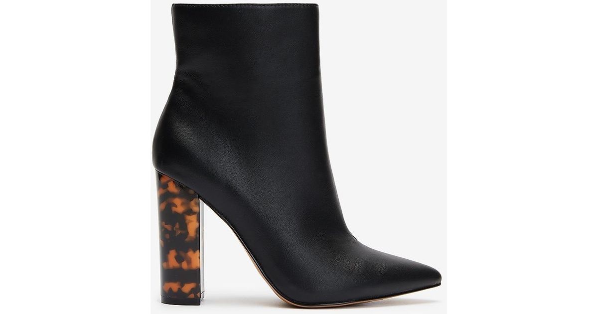 tortoiseshell heel ankle boots