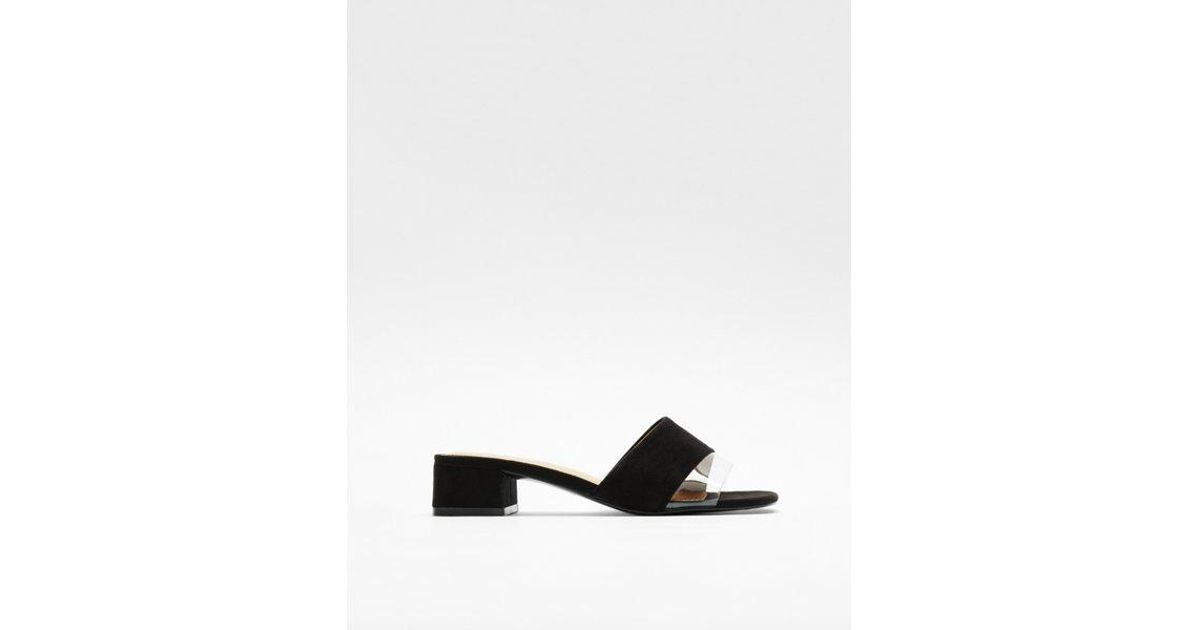 clear mules low heel