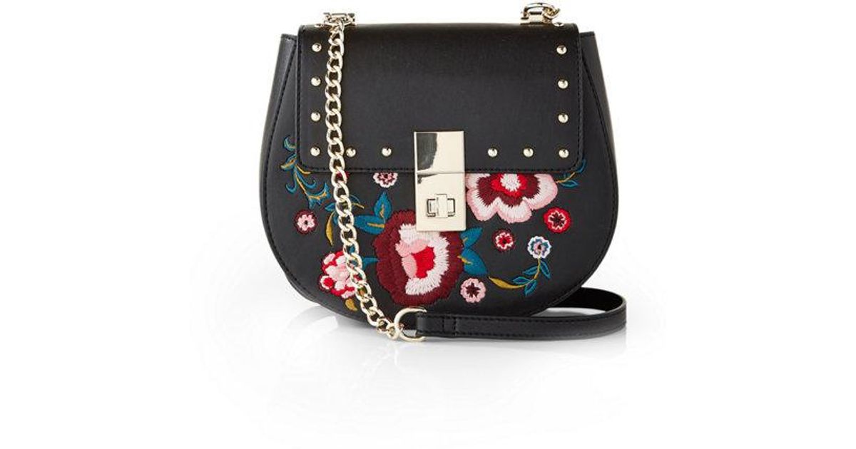 black floral crossbody bag