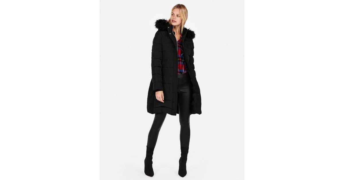 express long belted puffer jacket