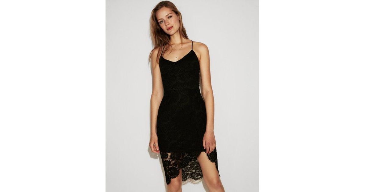 black lace asymmetrical dress