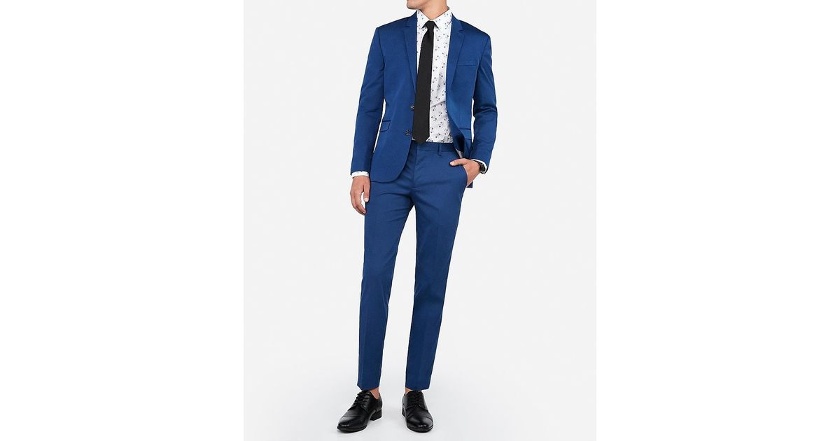 extra slim navy cotton blend stretch suit pant