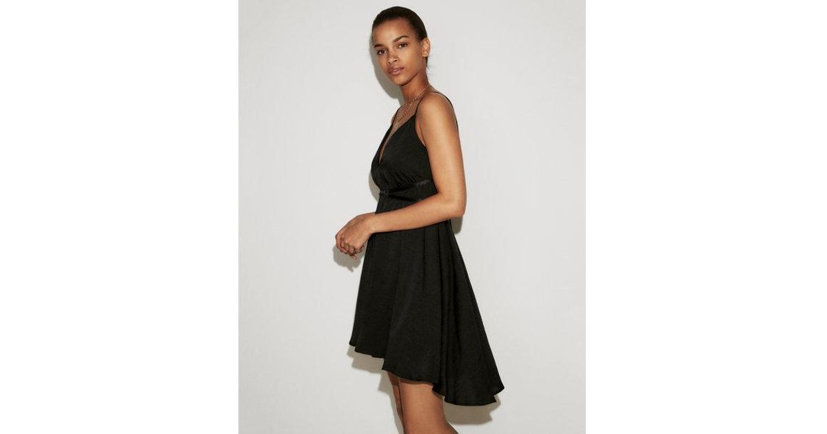 black satin fit and flare dress