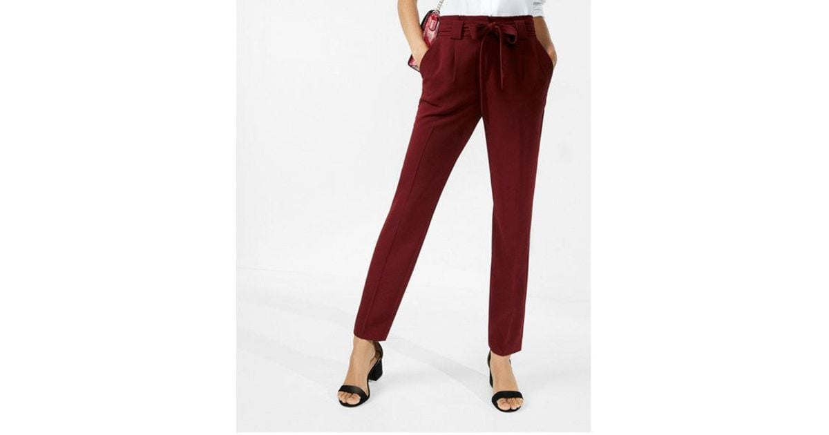 high waisted sash waist ankle pant