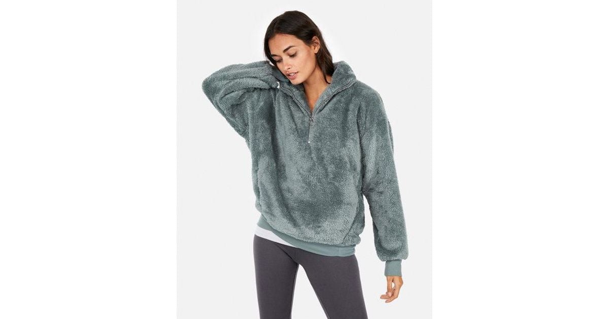 express one eleven oversized sherpa fleece sweatshirt