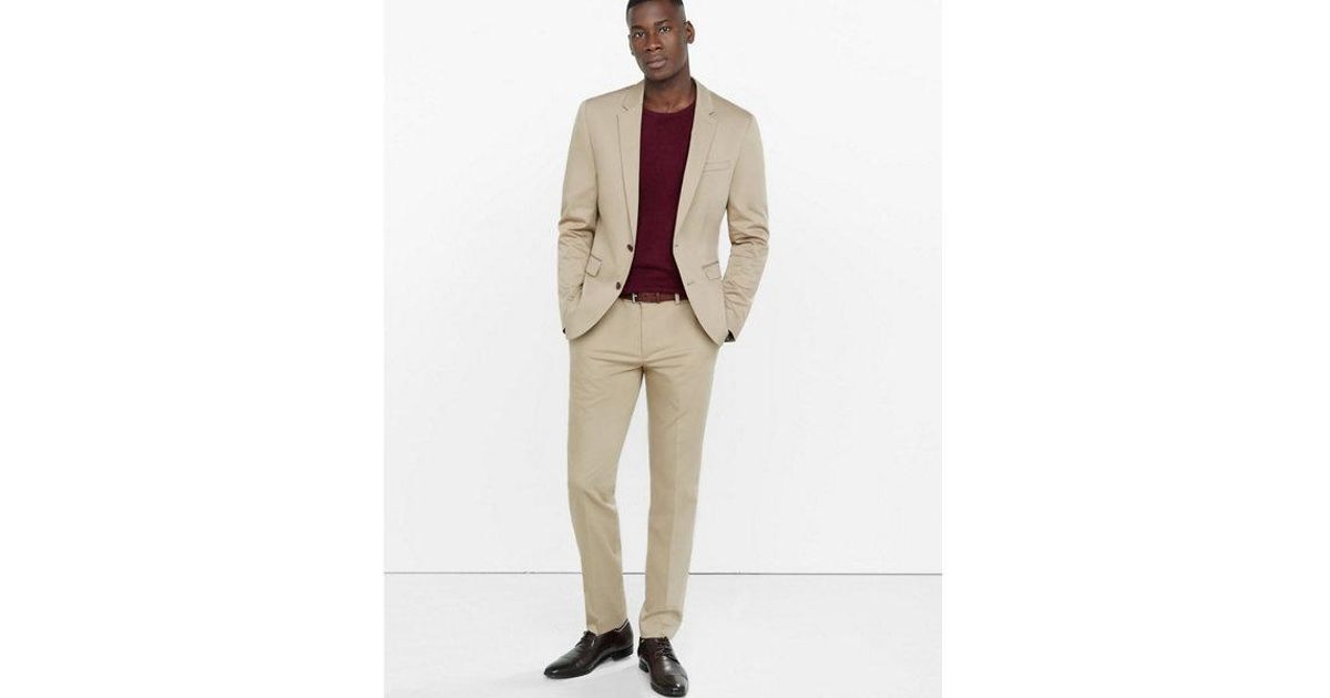 Express Extra Slim Cotton Sateen Khaki 