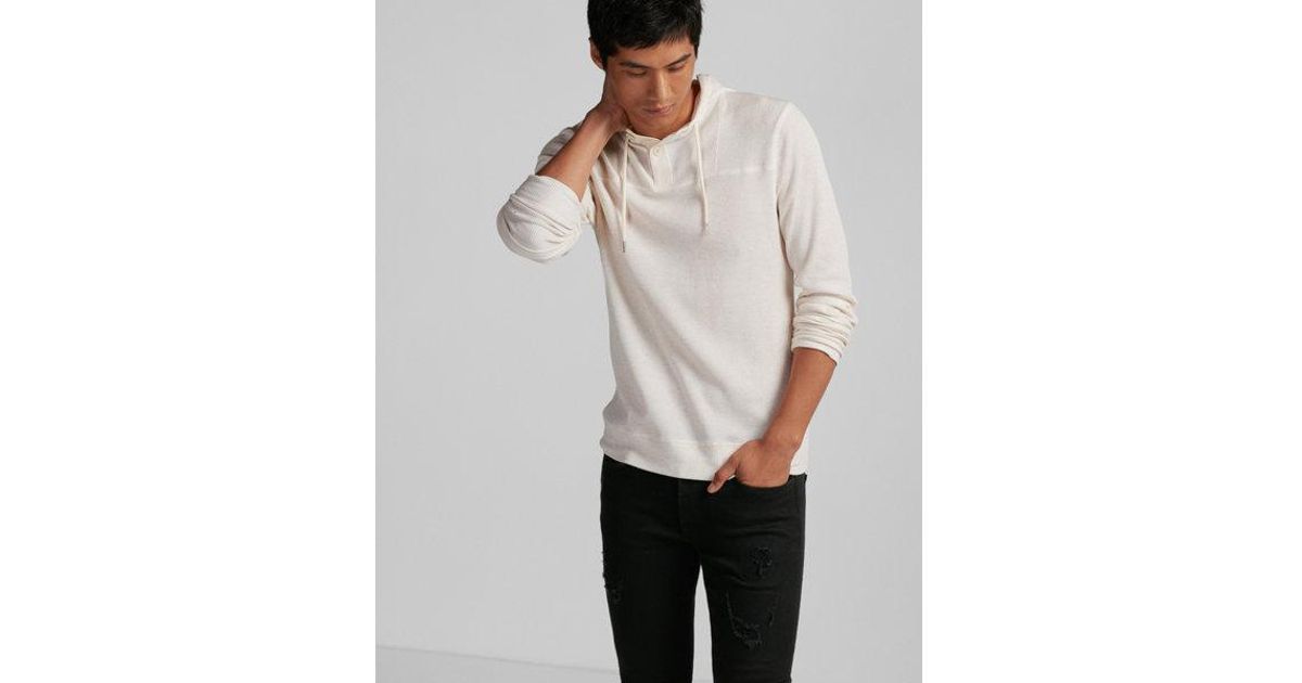 hooded waffle henley