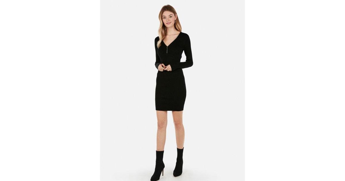 black bodycon sweater dress