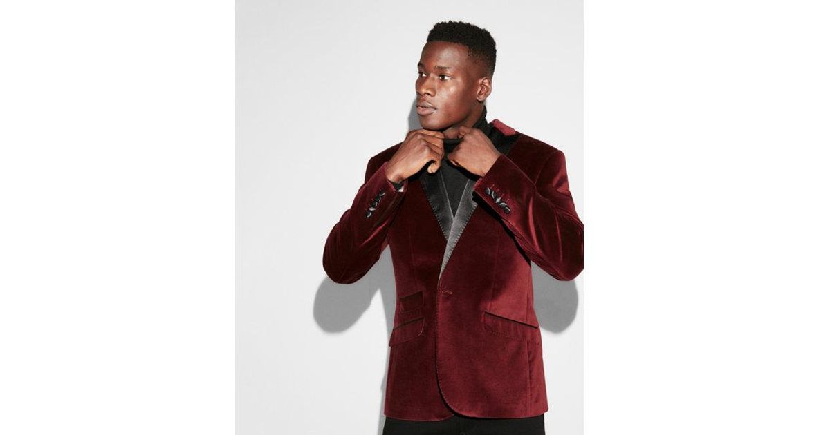Express Slim Burgundy Velvet Cotton 