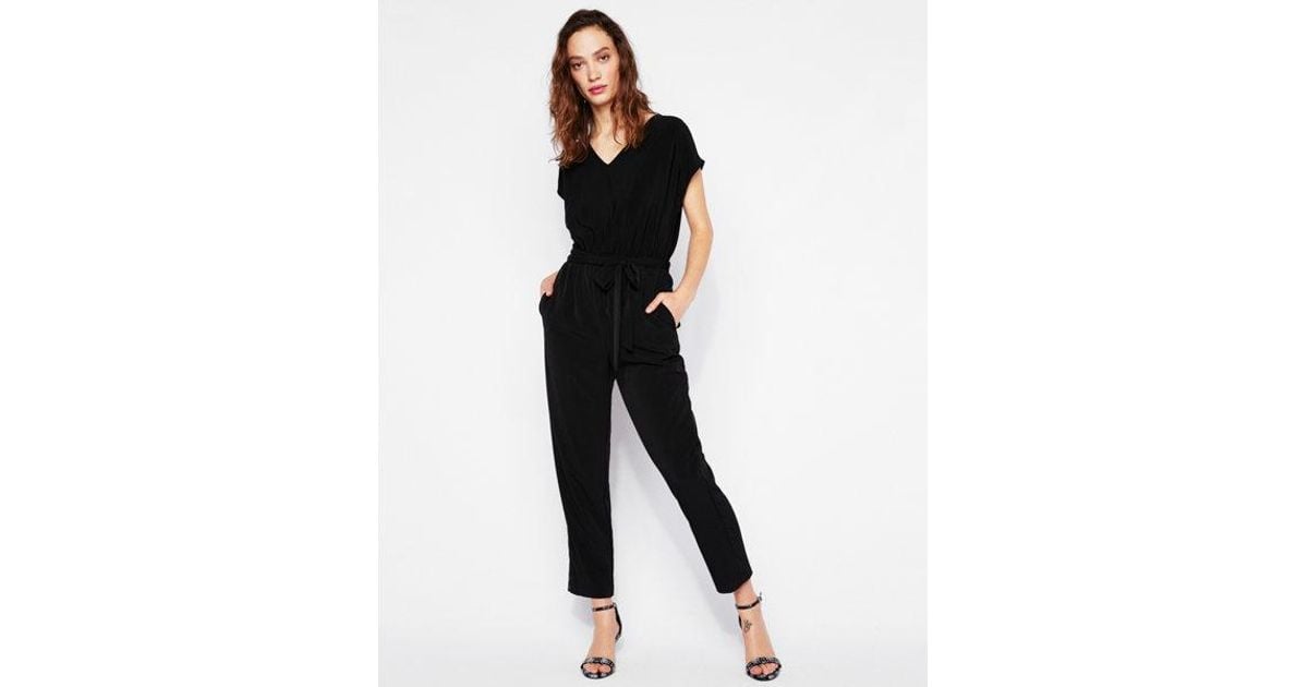 express v neck tie waist jumpsuit