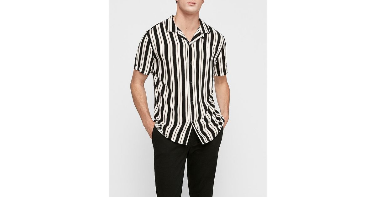 slim striped rayon short sleeve shirt