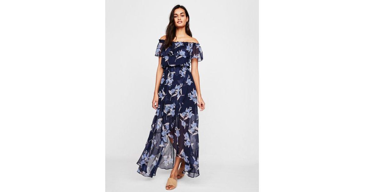 off the shoulder ruffle maxi dress