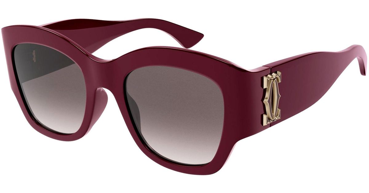 Cartier Ct0304s 003 Shiny Burgundy | Lyst