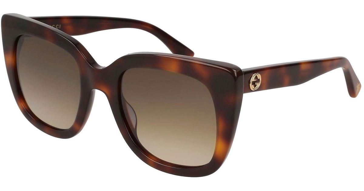 Gucci GG0163S Shiny Havana And Brown | Lyst UK