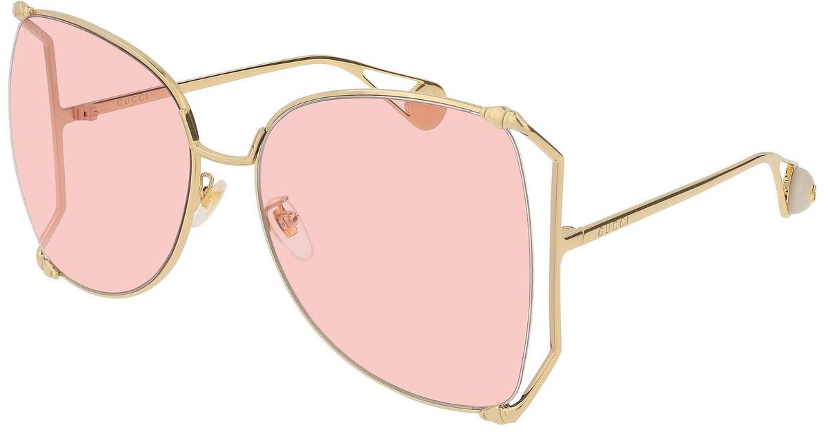 Gucci GG0252S Shiny Gold And Light Pink | Lyst